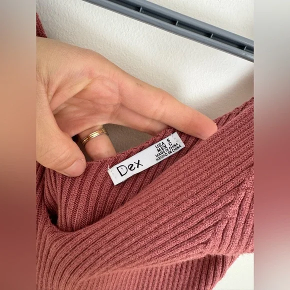 Dex Ribbed V-Neck Maxi Dress in Burgundy - Picture 3 of 6